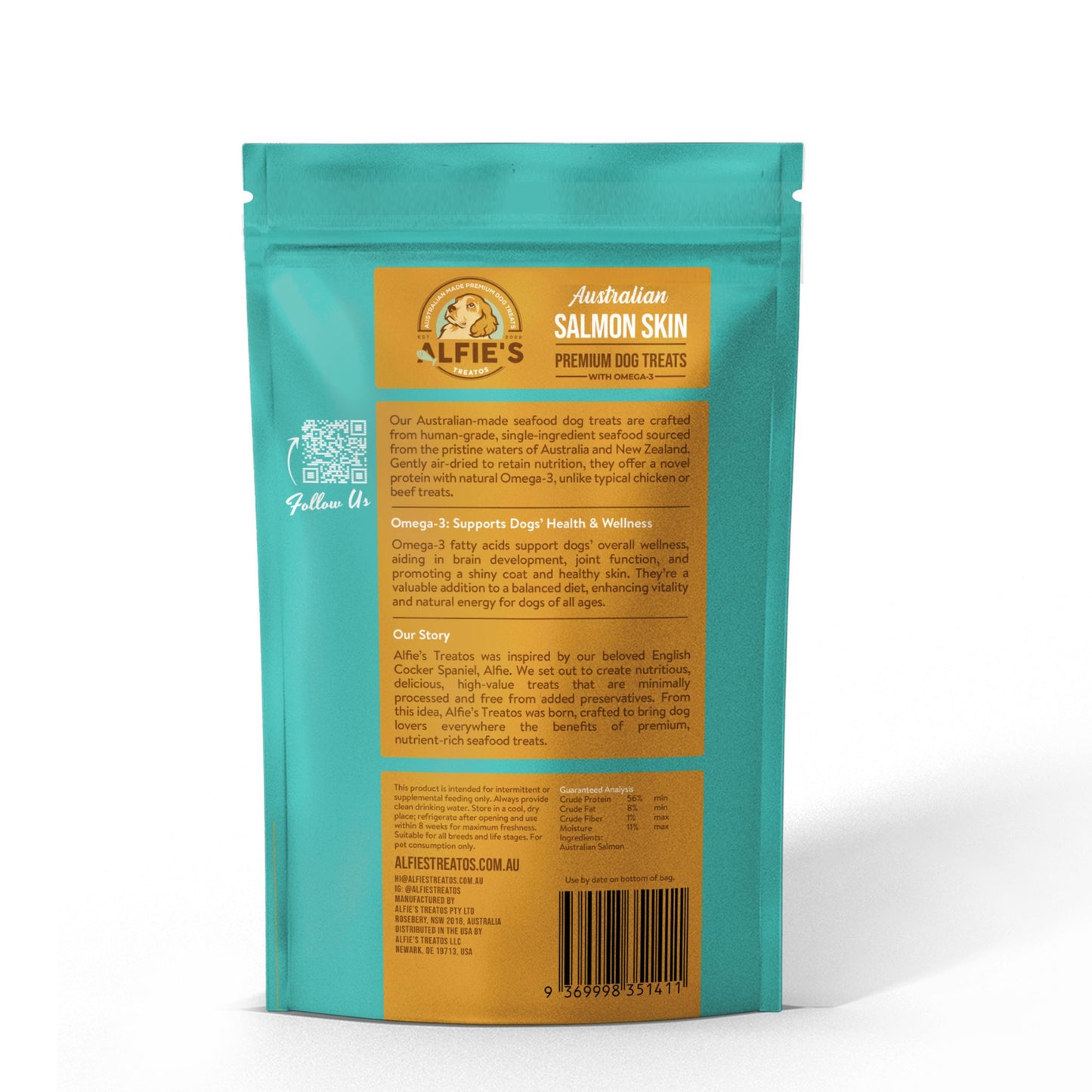 salmon skin dog treats back of bag