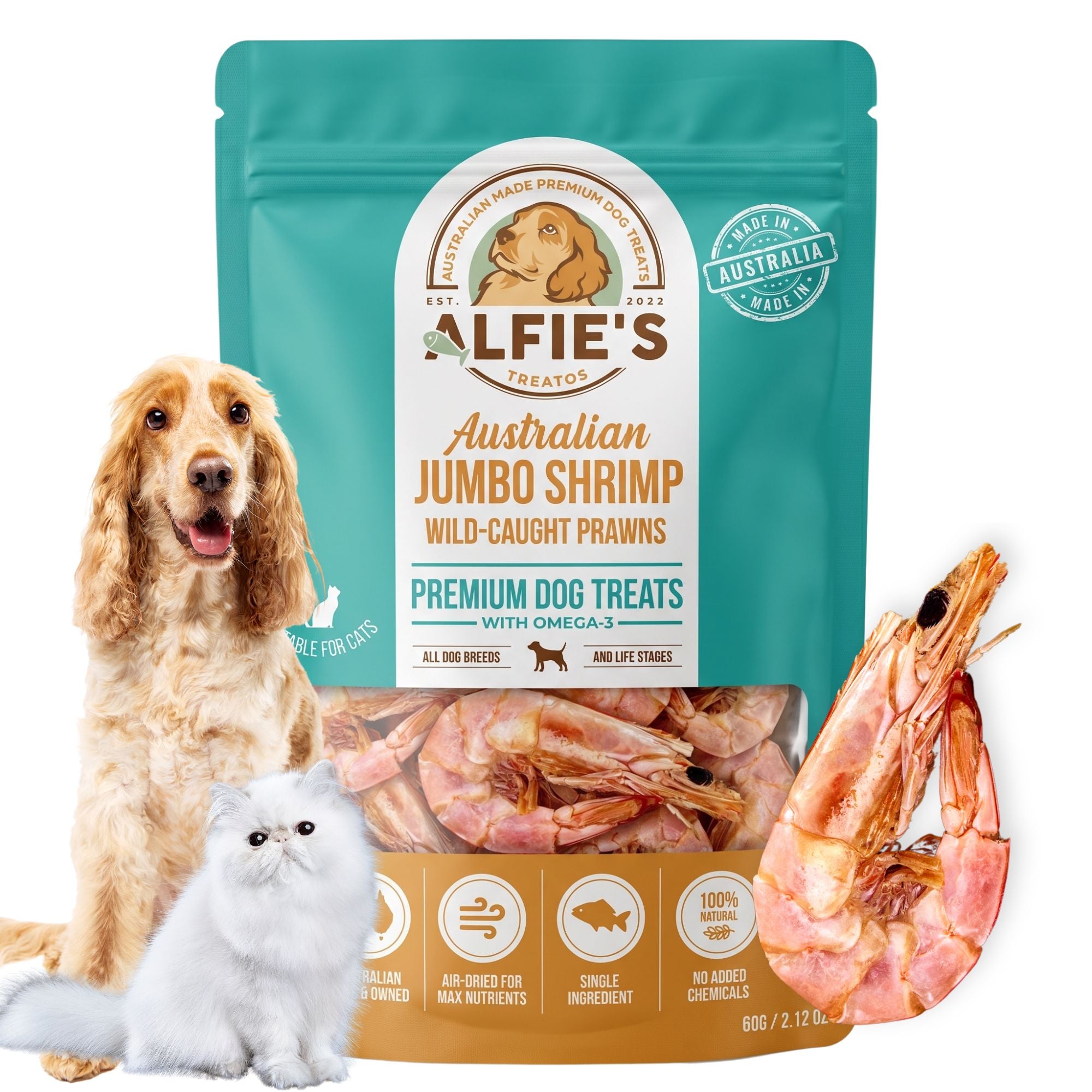 Wild-Caught Australian Jumbo Shrimp Treats for Dogs & Cats