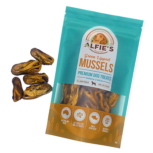 ALFIE'S TREATOS Green Lipped Mussels for Dogs, Green Mussel Supplement